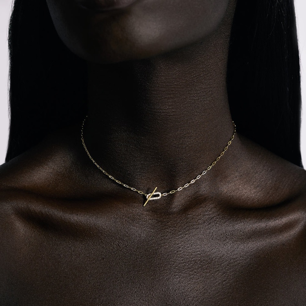 SHASHI Gold Paperclip Toggle Choker Necklace
